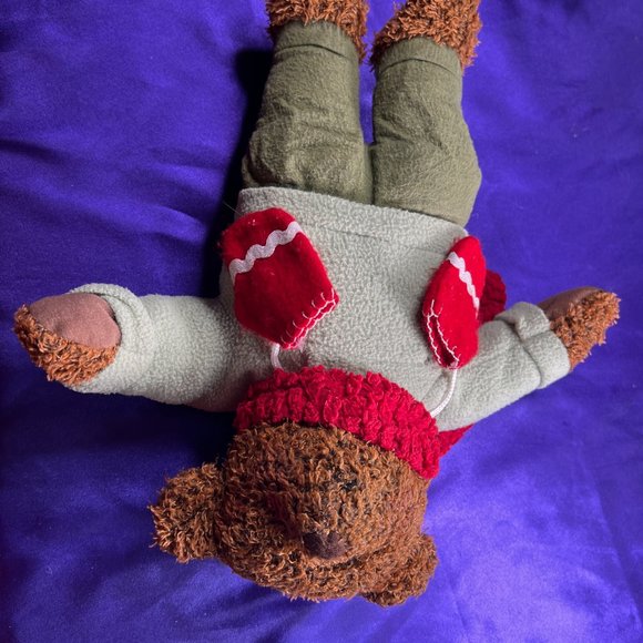 📌Hallmark Cold Weather Ready Plush Teddy w/ Mittens Red Scarf - Gloves- Sweater - Picture 7 of 15